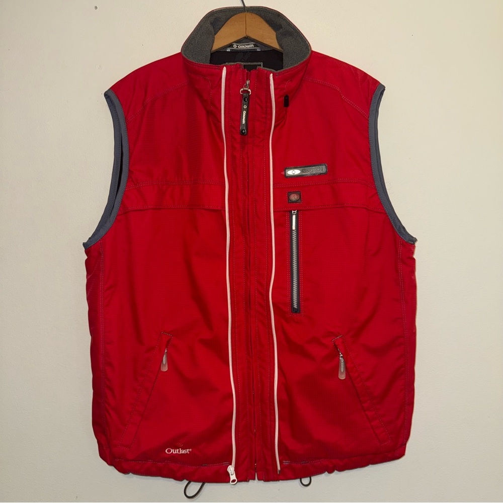 Goldwin Vintage Outlast Red Sleeveless Full Zip Jacket Vest Hybrid Performance